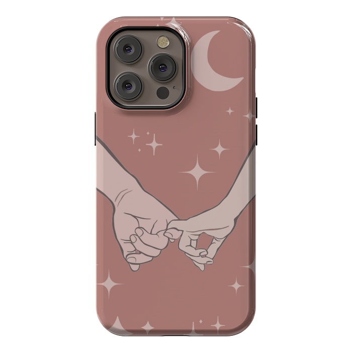 iPhone 14 Pro max StrongFit Minimal aesthetic couple holding hands on starry sky - valentine's day by Oana 