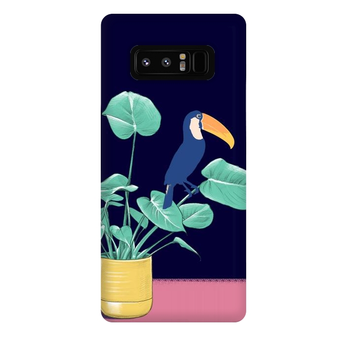 Galaxy Note 8 StrongFit Toucan and plant - colorful minimal illustration by Oana 