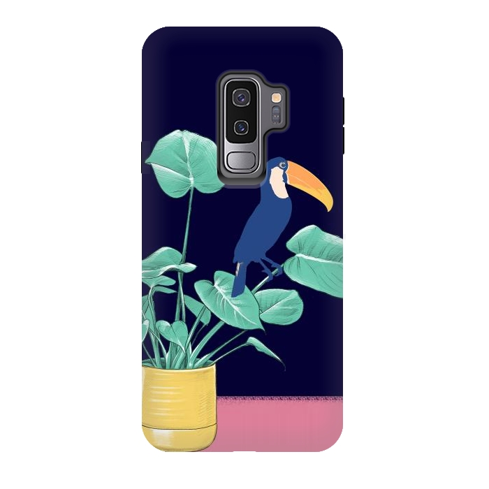 Galaxy S9 plus StrongFit Toucan and plant - colorful minimal illustration by Oana 