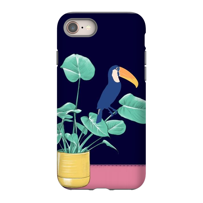 iPhone 8 StrongFit Toucan and plant - colorful minimal illustration by Oana 