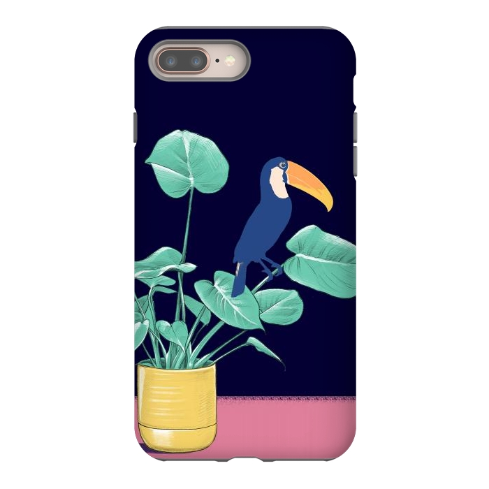 iPhone 8 plus StrongFit Toucan and plant - colorful minimal illustration by Oana 