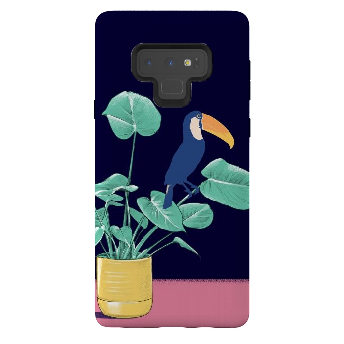 Galaxy Note 9 StrongFit Toucan and plant - colorful minimal illustration by Oana 