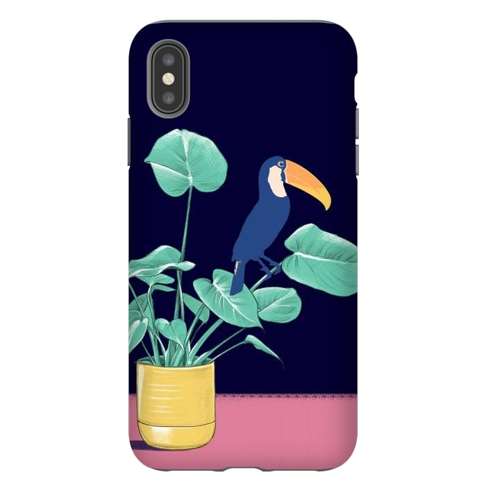 iPhone Xs Max StrongFit Toucan and plant - colorful minimal illustration by Oana 