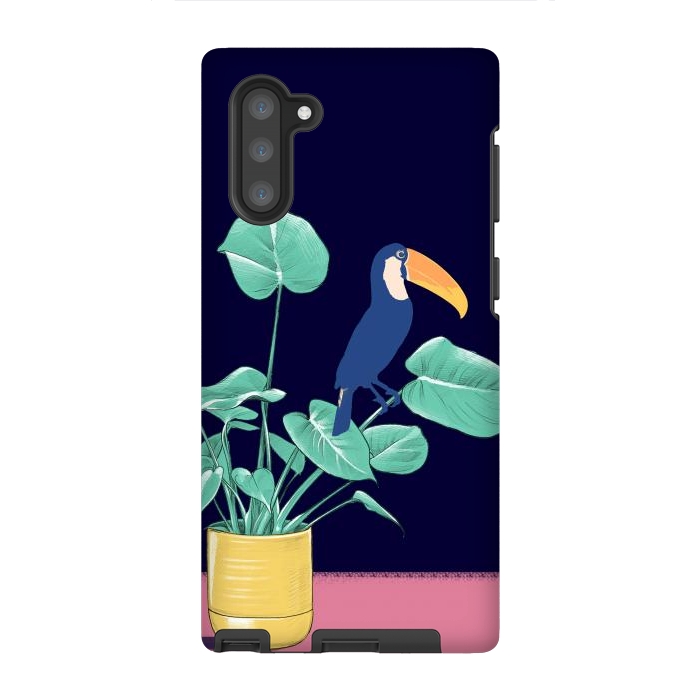 Galaxy Note 10 StrongFit Toucan and plant - colorful minimal illustration by Oana 