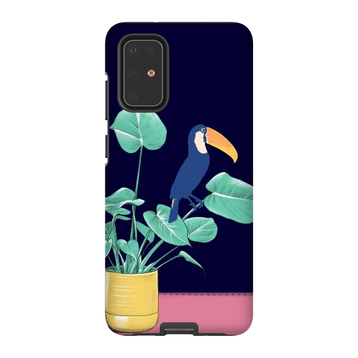 Galaxy S20 Plus StrongFit Toucan and plant - colorful minimal illustration by Oana 