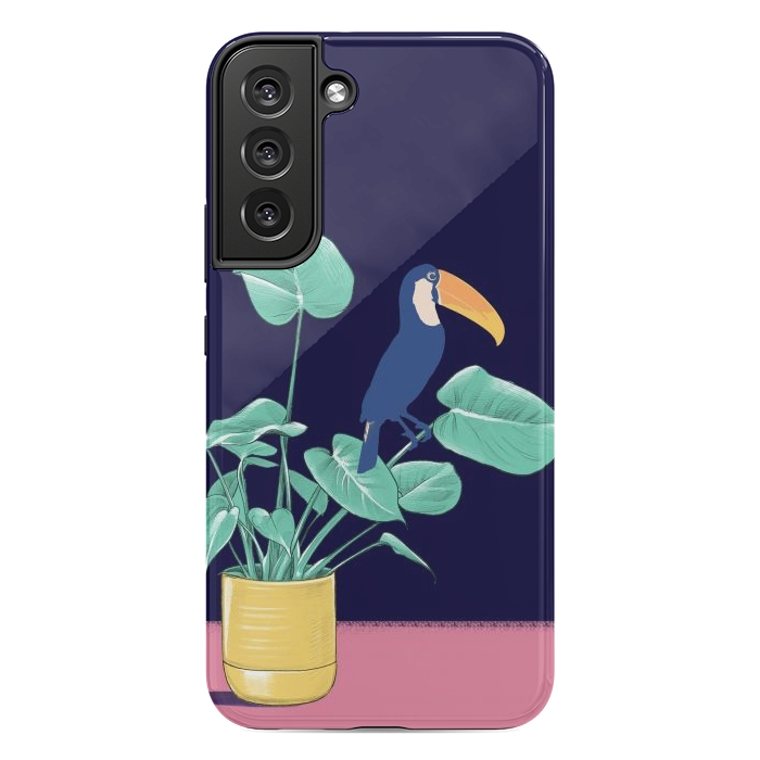 Galaxy S22 plus StrongFit Toucan and plant - colorful minimal illustration by Oana 