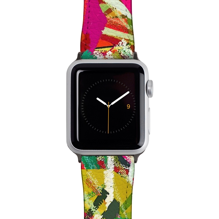 Watch 38mm / 40mm Strap PU leather Sparks of Emotions, Abstract Eclectic Colorful Expression Painting, Pop of Color Modern Bohemian Illustration by Uma Prabhakar Gokhale