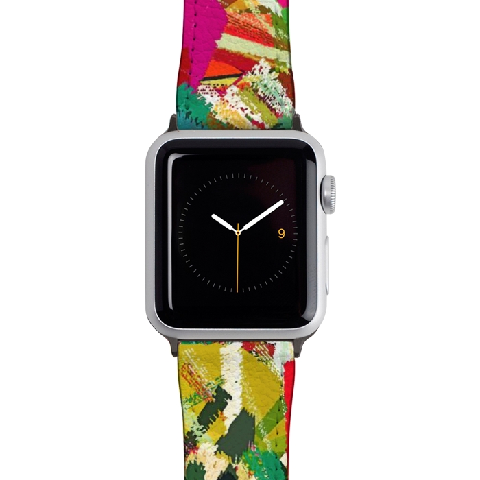 Watch 42mm / 44mm Strap PU leather Sparks of Emotions, Abstract Eclectic Colorful Expression Painting, Pop of Color Modern Bohemian Illustration by Uma Prabhakar Gokhale