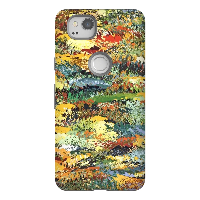 Pixel 2 StrongFit Autumn Forest, Nature Jungle Painting, Botanical Plants Abstract Illustration, Contemporary Modern Boho by Uma Prabhakar Gokhale