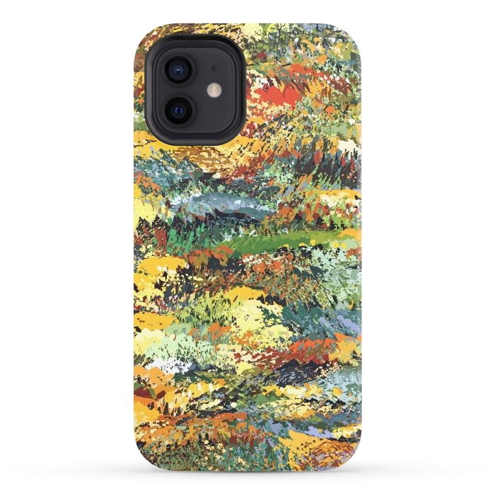 iPhone 12 StrongFit Autumn Forest, Nature Jungle Painting, Botanical Plants Abstract Illustration, Contemporary Modern Boho by Uma Prabhakar Gokhale