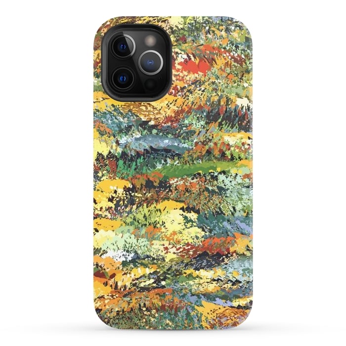 iPhone 12 Pro StrongFit Autumn Forest, Nature Jungle Painting, Botanical Plants Abstract Illustration, Contemporary Modern Boho by Uma Prabhakar Gokhale