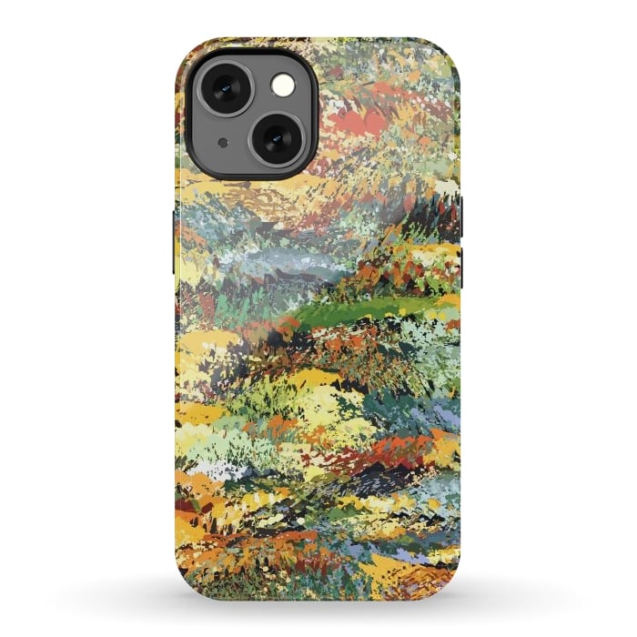 iPhone 13 StrongFit Autumn Forest, Nature Jungle Painting, Botanical Plants Abstract Illustration, Contemporary Modern Boho by Uma Prabhakar Gokhale