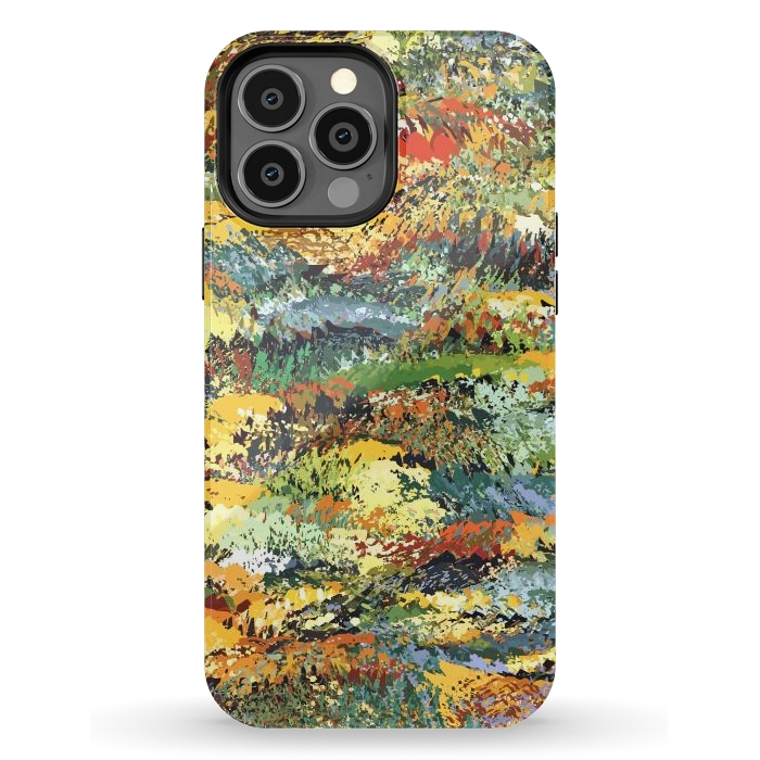 iPhone 13 Pro Max StrongFit Autumn Forest, Nature Jungle Painting, Botanical Plants Abstract Illustration, Contemporary Modern Boho by Uma Prabhakar Gokhale