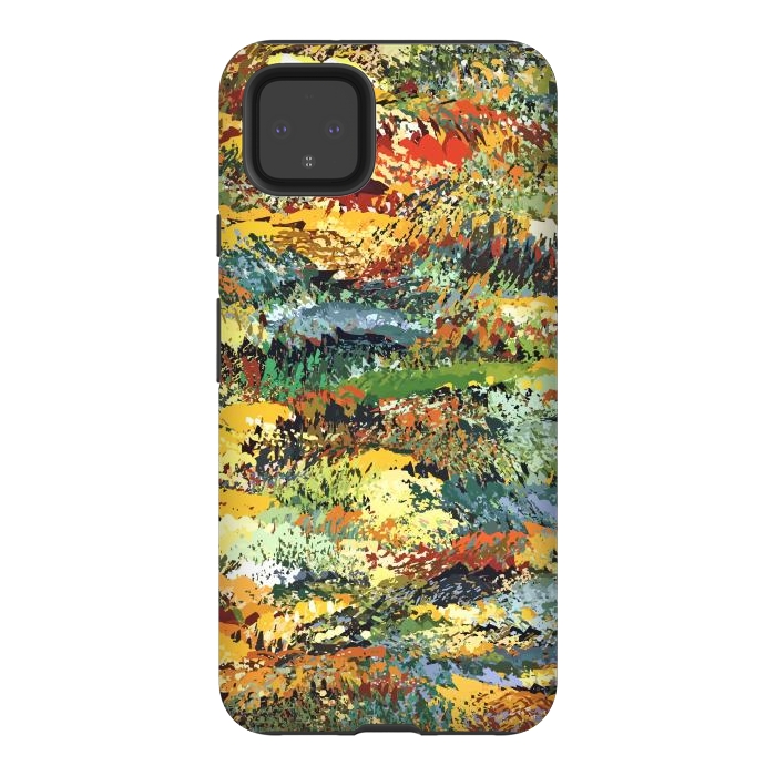 Pixel 4XL StrongFit Autumn Forest, Nature Jungle Painting, Botanical Plants Abstract Illustration, Contemporary Modern Boho by Uma Prabhakar Gokhale