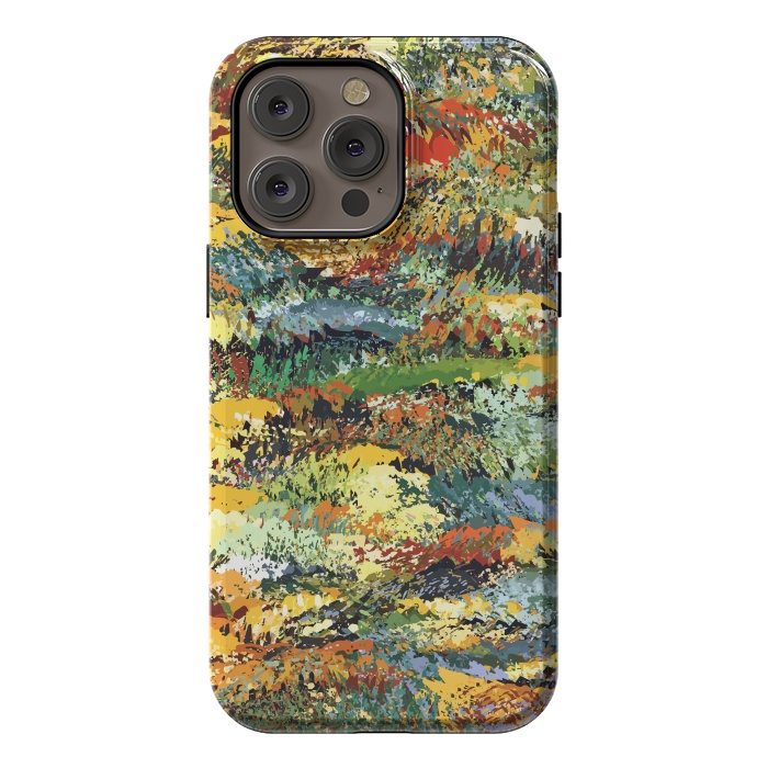 iPhone 14 Pro max StrongFit Autumn Forest, Nature Jungle Painting, Botanical Plants Abstract Illustration, Contemporary Modern Boho by Uma Prabhakar Gokhale