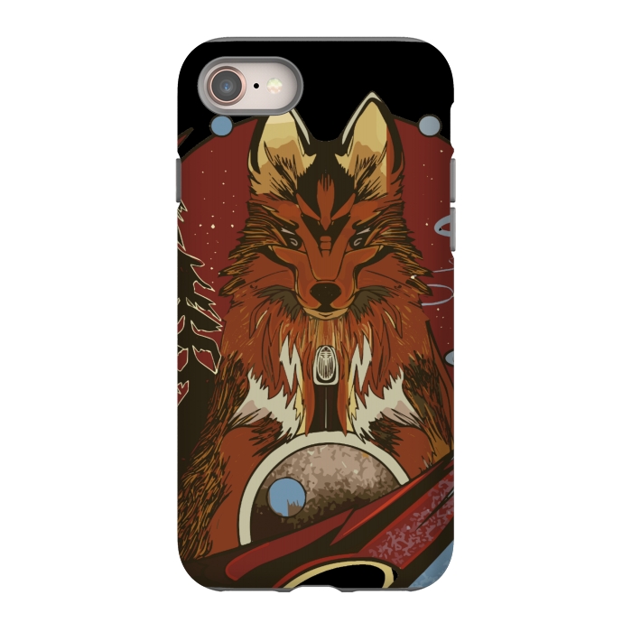 iPhone SE StrongFit Wolf portrait with pine trees in the back by Josie