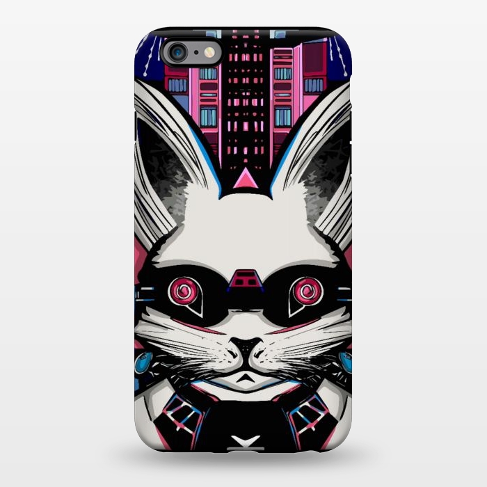 iPhone 6/6s plus StrongFit Neon cyberpunk rabbit with glowing eyes background  by Josie