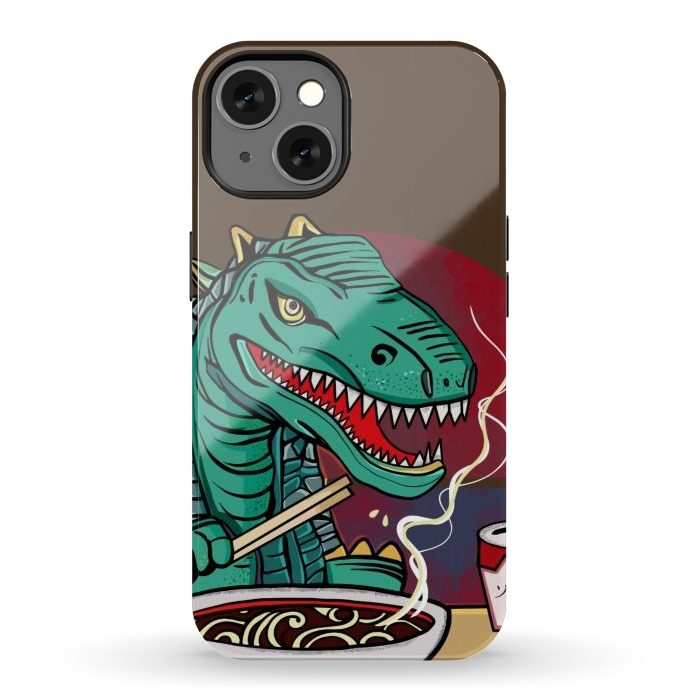 iPhone 13 StrongFit Dinosaur godzilla eating ramen noodles  by Josie