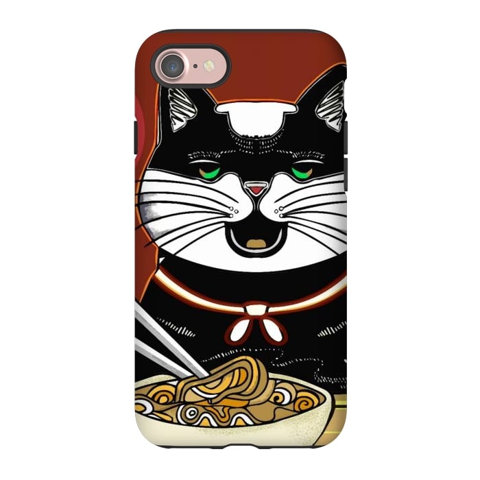 iPhone 7 StrongFit Japanese cat eating ramen noodles  by Josie