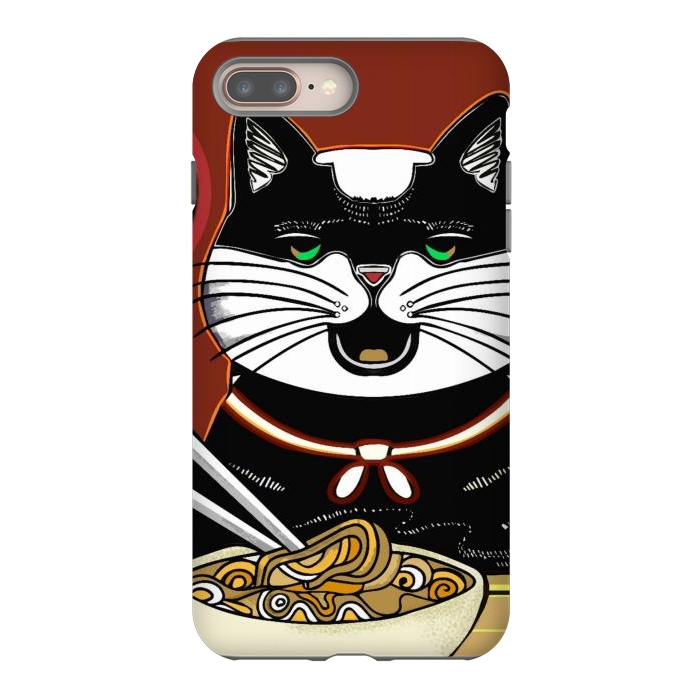 iPhone 7 plus StrongFit Japanese cat eating ramen noodles  by Josie