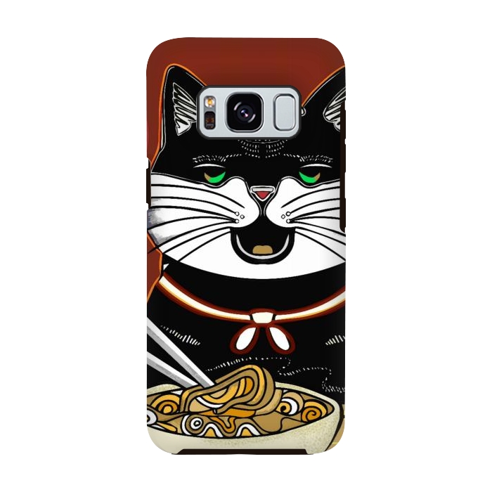 Galaxy S8 StrongFit Japanese cat eating ramen noodles  by Josie