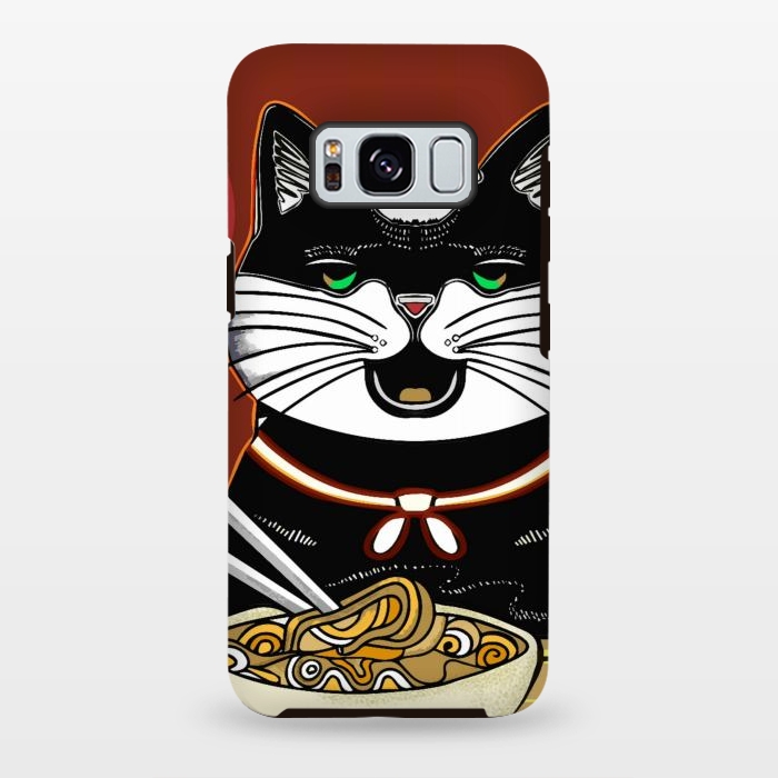 Galaxy S8 plus StrongFit Japanese cat eating ramen noodles  by Josie