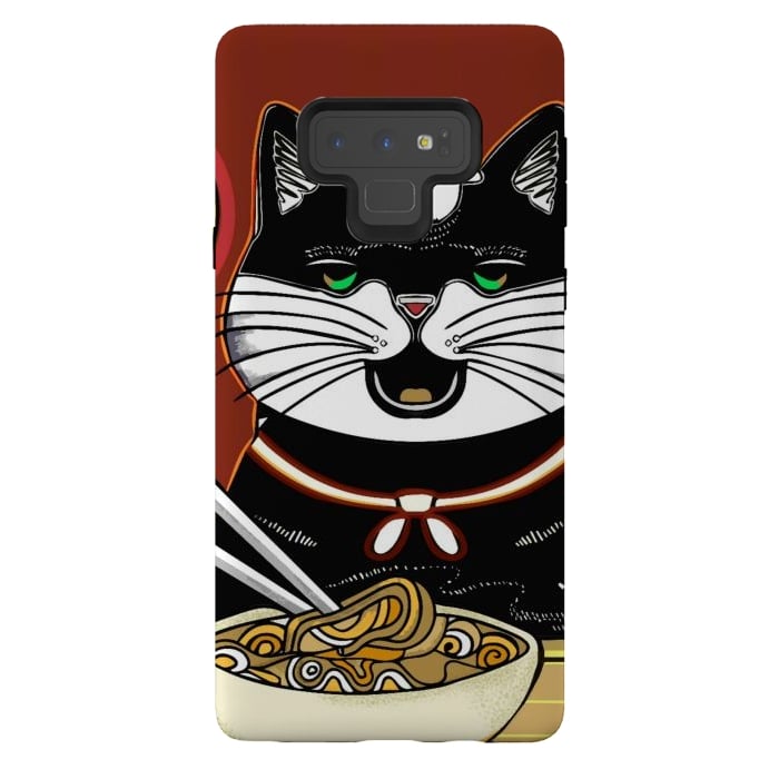 Galaxy Note 9 StrongFit Japanese cat eating ramen noodles  by Josie