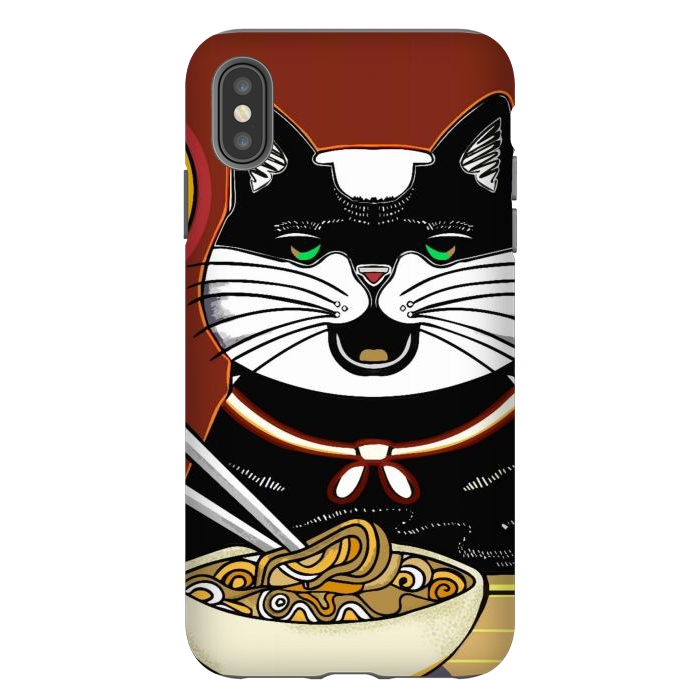 iPhone Xs Max StrongFit Japanese cat eating ramen noodles  by Josie