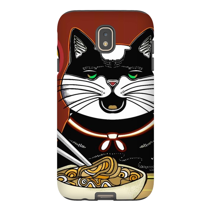 Galaxy J7 StrongFit Japanese cat eating ramen noodles  by Josie