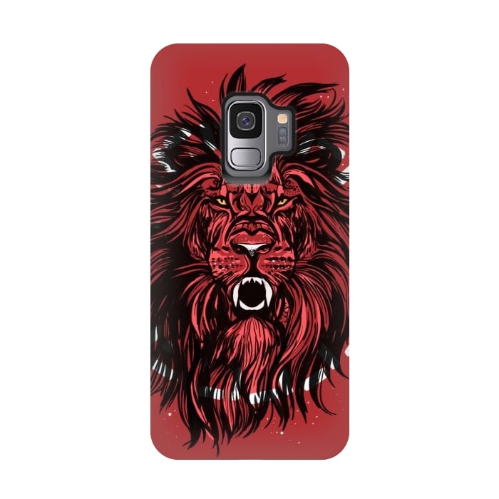 Galaxy S9 StrongFit Lion portrait king mane illustration  by Josie
