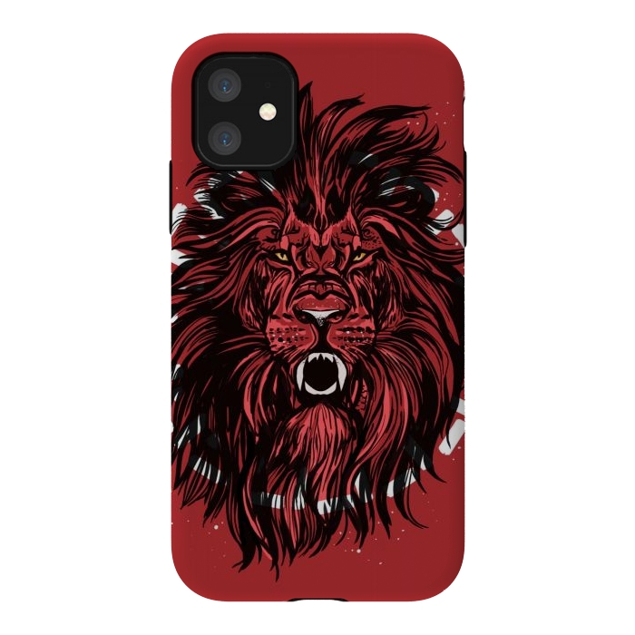 iPhone 11 StrongFit Lion portrait king mane illustration  by Josie