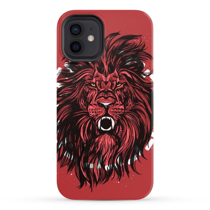 iPhone 12 StrongFit Lion portrait king mane illustration  by Josie