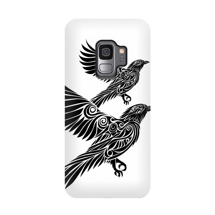 Galaxy S9 StrongFit Crow flying tribal by Alberto