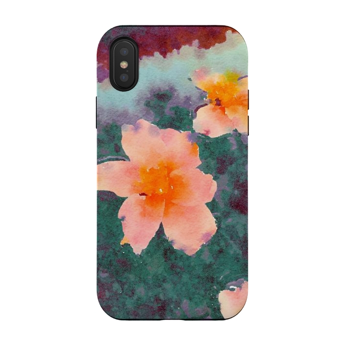iPhone Xs / X StrongFit Floating In Love, Watercolor Lotus Pond Botanical Lake, Forest Jungle Floral Painting by Uma Prabhakar Gokhale