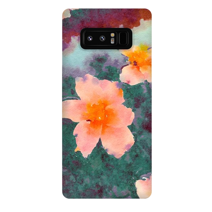 Galaxy Note 8 StrongFit Floating In Love, Watercolor Lotus Pond Botanical Lake, Forest Jungle Floral Painting by Uma Prabhakar Gokhale
