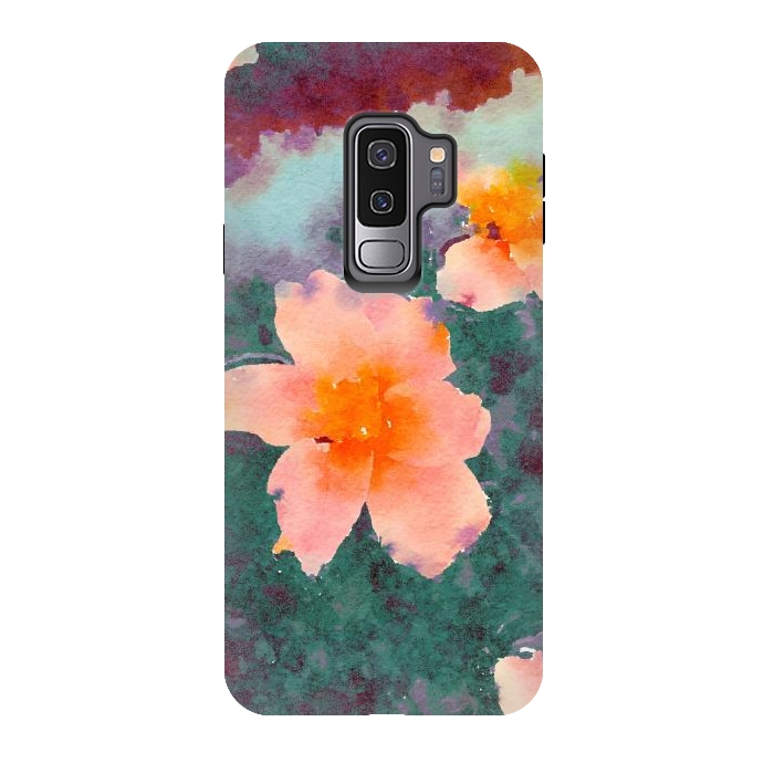 Galaxy S9 plus StrongFit Floating In Love, Watercolor Lotus Pond Botanical Lake, Forest Jungle Floral Painting by Uma Prabhakar Gokhale