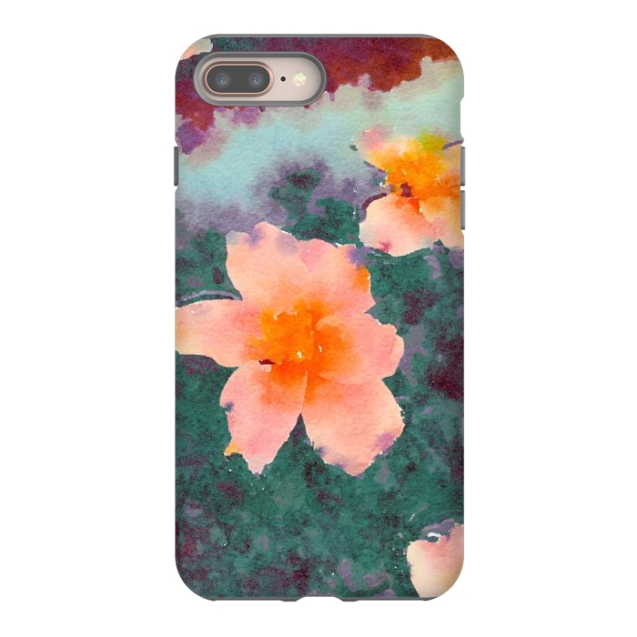 iPhone 8 plus StrongFit Floating In Love, Watercolor Lotus Pond Botanical Lake, Forest Jungle Floral Painting by Uma Prabhakar Gokhale
