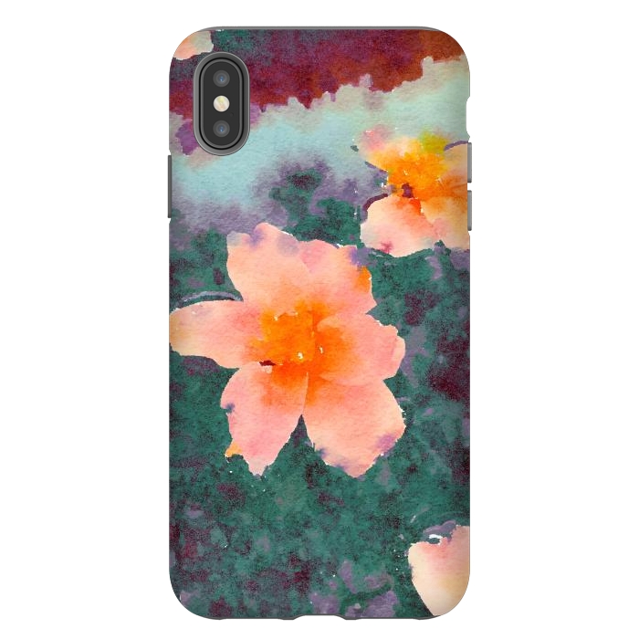 iPhone Xs Max StrongFit Floating In Love, Watercolor Lotus Pond Botanical Lake, Forest Jungle Floral Painting by Uma Prabhakar Gokhale
