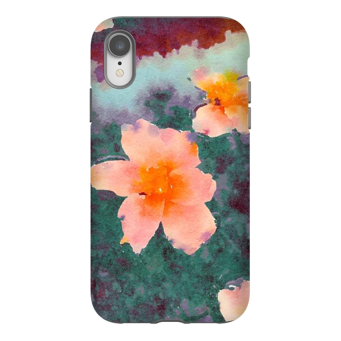 iPhone Xr StrongFit Floating In Love, Watercolor Lotus Pond Botanical Lake, Forest Jungle Floral Painting by Uma Prabhakar Gokhale