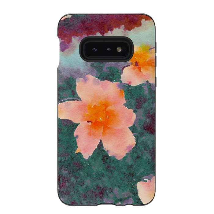 Galaxy S10e StrongFit Floating In Love, Watercolor Lotus Pond Botanical Lake, Forest Jungle Floral Painting by Uma Prabhakar Gokhale