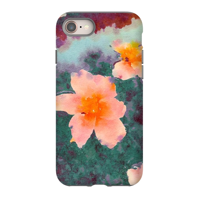 iPhone SE StrongFit Floating In Love, Watercolor Lotus Pond Botanical Lake, Forest Jungle Floral Painting by Uma Prabhakar Gokhale