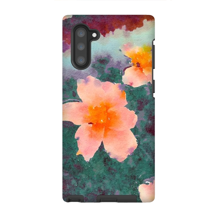 Galaxy Note 10 StrongFit Floating In Love, Watercolor Lotus Pond Botanical Lake, Forest Jungle Floral Painting by Uma Prabhakar Gokhale