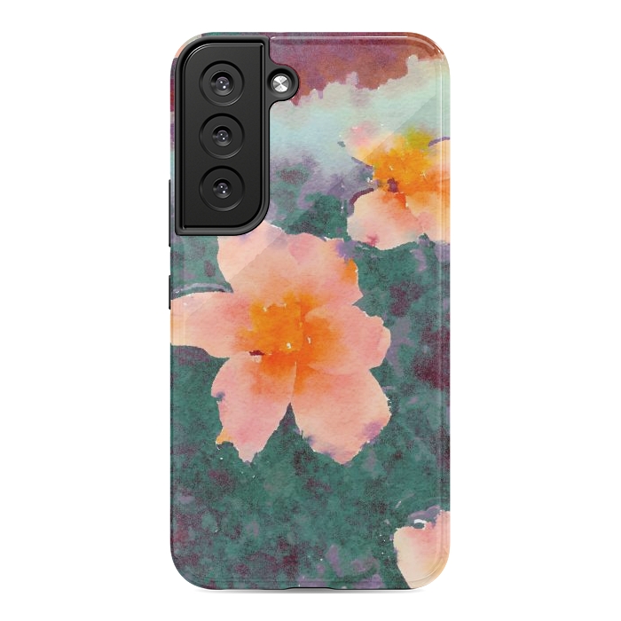 Galaxy S22 StrongFit Floating In Love, Watercolor Lotus Pond Botanical Lake, Forest Jungle Floral Painting by Uma Prabhakar Gokhale