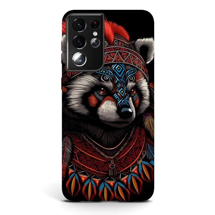 Galaxy S21 ultra StrongFit Red panda Indian Chief by Alberto