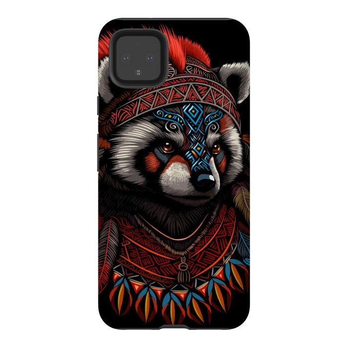 Pixel 4XL StrongFit Red panda Indian Chief by Alberto