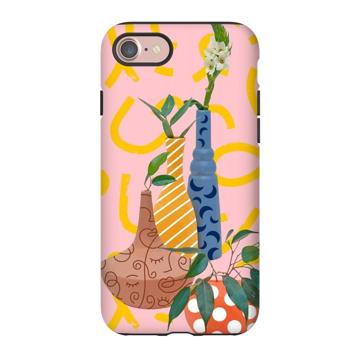 iPhone 7 StrongFit Modern Botanicals, Abstract Plant Pots, Quirky Nature Bohemian, Contemporary Décor by Uma Prabhakar Gokhale