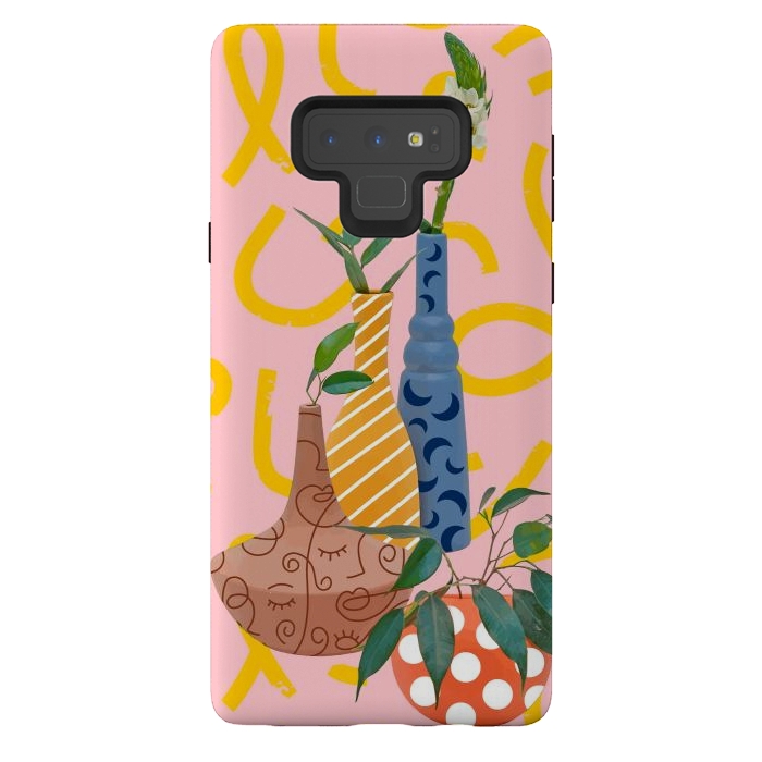 Galaxy Note 9 StrongFit Modern Botanicals, Abstract Plant Pots, Quirky Nature Bohemian, Contemporary Décor by Uma Prabhakar Gokhale