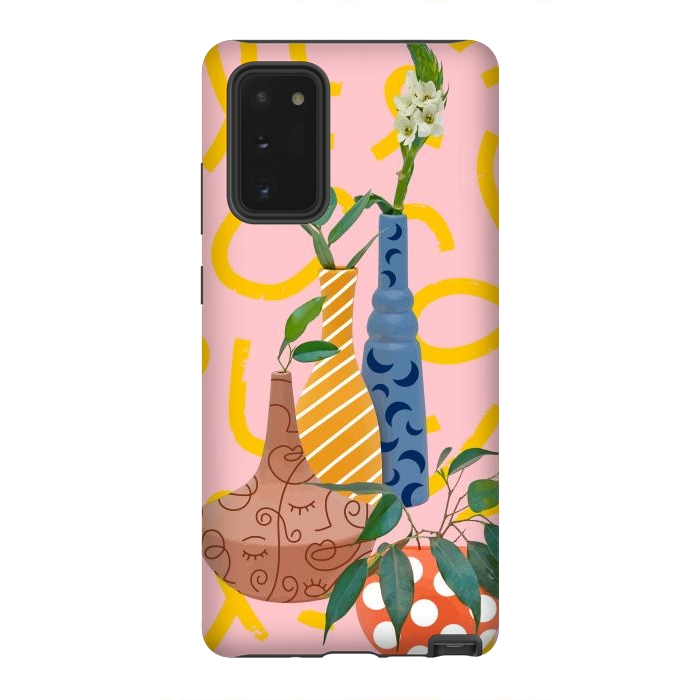 Galaxy Note 20 StrongFit Modern Botanicals, Abstract Plant Pots, Quirky Nature Bohemian, Contemporary Décor by Uma Prabhakar Gokhale