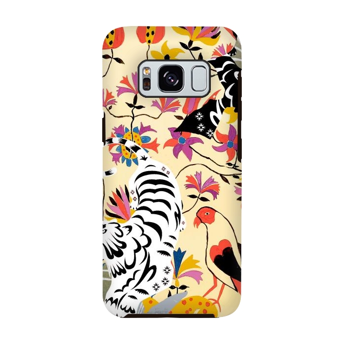 Galaxy S8 StrongFit Yin Yang, Vintage Botanical Tiger Jungle, Balance Positivity Peace, Forest Animals Wild Cat by Uma Prabhakar Gokhale