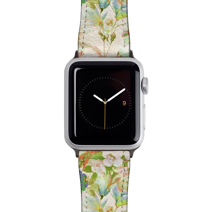 Watch 38mm / 40mm Strap PU leather Romantic birds and flowers - watercolor vintage botanical illustration by Oana 